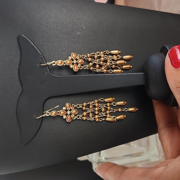 J. Crew Jewelry - J Crew Chandelier Amber Tone Earrings